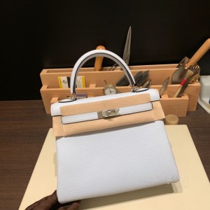 hermes kelly 25cm 凯莉包 togo皮 T0雾霾蓝 Blue Brume 银扣(爱马仕凯莉包一代和二代的区别)