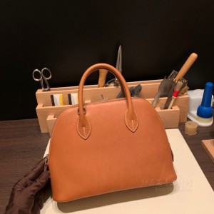 hermes bolide 25cm 保龄球 Barenia马鞍皮 34黄褐色 银扣