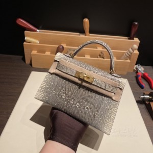 hermes mini kelly 19cm 二代 lizard蜥蜴皮 1B雪花自然色 金扣(爱马仕蜥蜴皮 喜马拉雅)