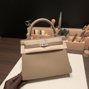 hermes kelly 25cm 凯莉包 jonathan 37金棕 银扣(爱马仕凯莉包二代mini凯莉包价格)